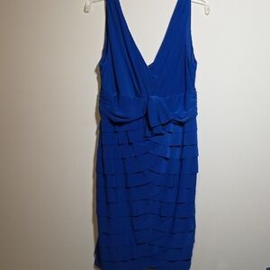 Jones New York Blue Sheath Midi Dress V-Neck Cocktail